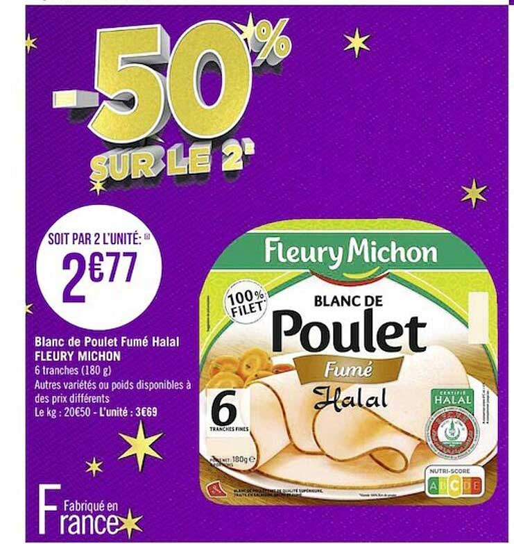 blancs de poulet fumé halal fleury michon