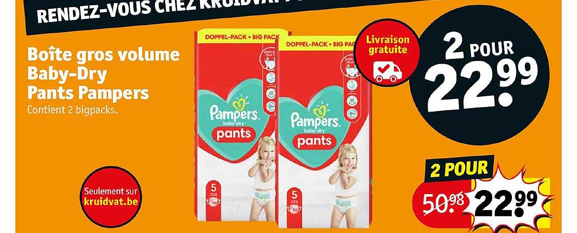 boîte gros volume baby-dry pants pampers