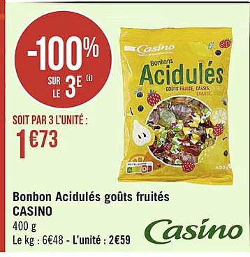 bonbon acidulés goûts fruités casino