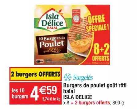 Burgers De Poulet Goût Rôti Halal Isla Délice
