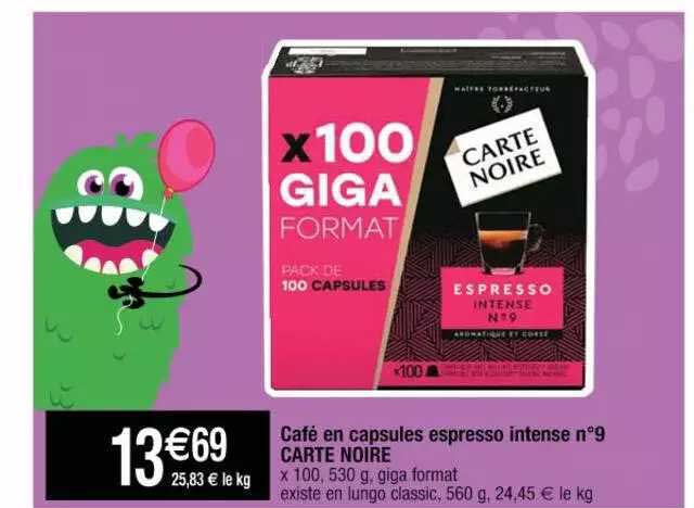 Café En Capsules Espresso Intense N°9 Carte Noire