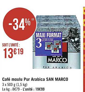 café moulu pur arabica san marco