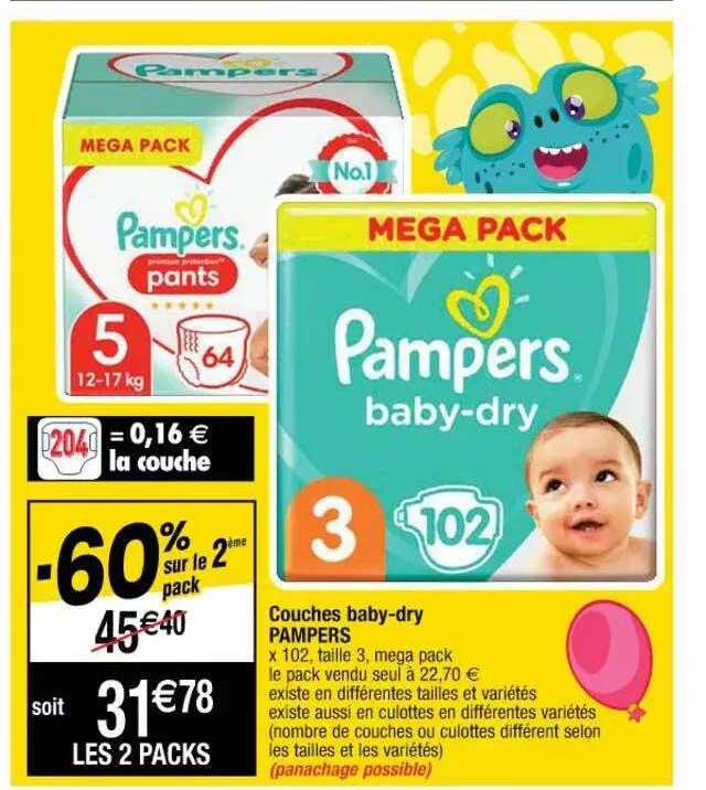couches baby-dry pampers