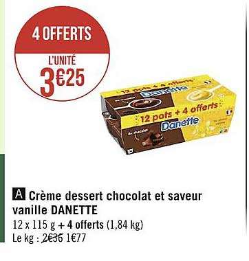 Crème Dessert Chocolat Et Saveur Vanille Danette