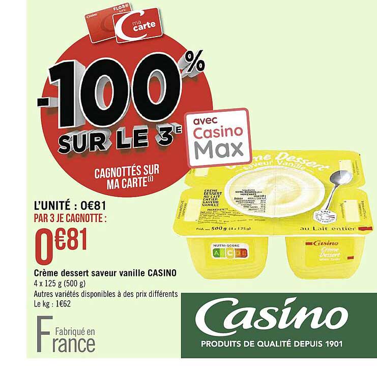 Crème Dessert Saveur Vanille Casino