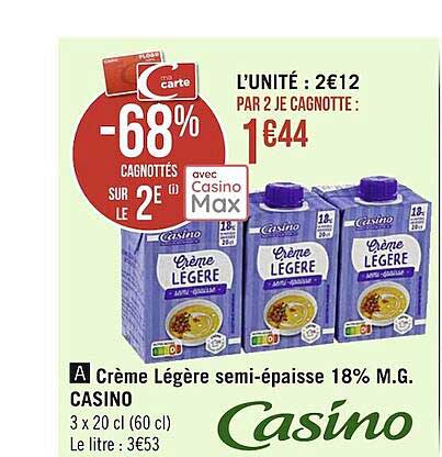 crème légère semi-épaisse 18% m.g. casino