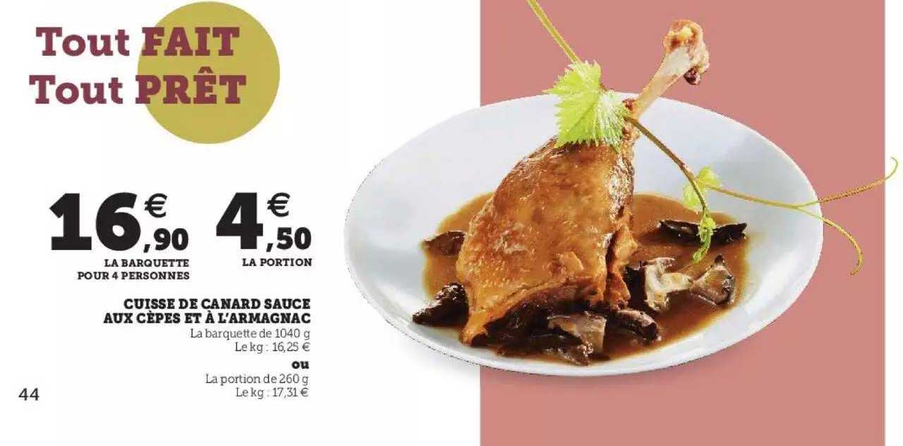 cuisse de canard sauce aux cèpes et l'armagnac