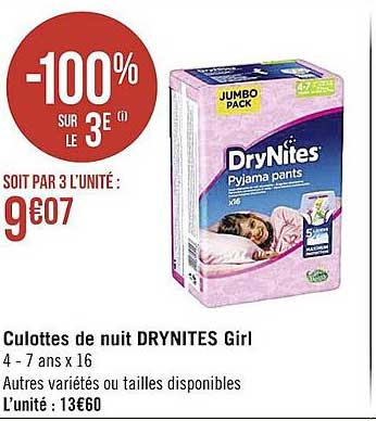 culottes de nuit drynites girl