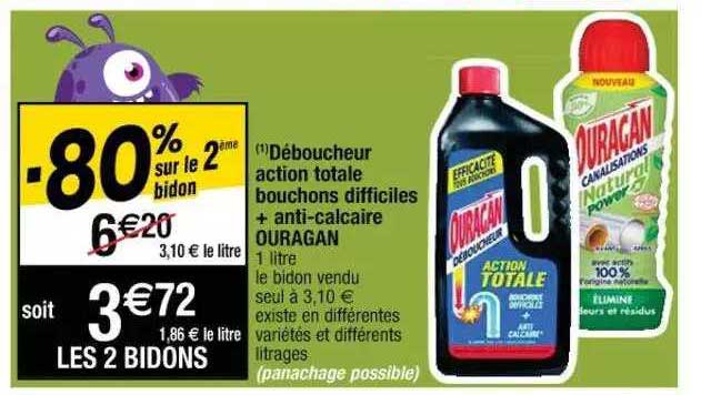 déboucheur action totale bouchons difficiles + anti-calcaire ouragan