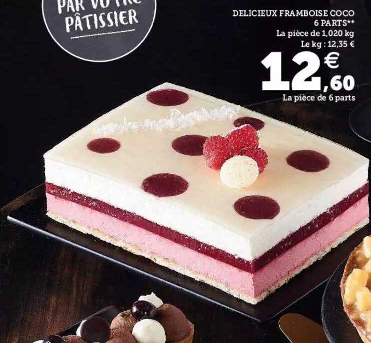 délicieux framboise coco 6 parts