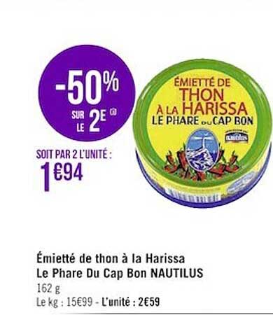 émietté de thon à la harissa le phare du cap bon nautilus