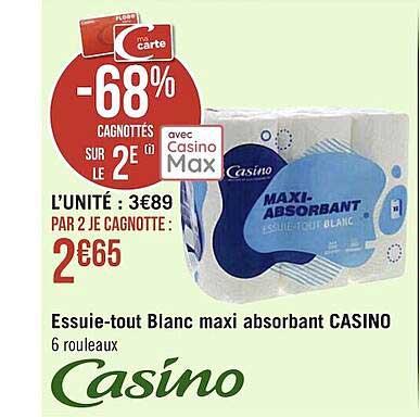 essuie-tout blanc maxi absorbant casino