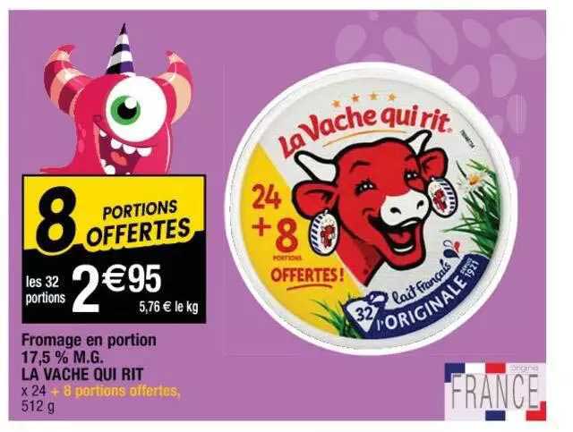 fromage en portion 17,5% m.g. la vache qui rit