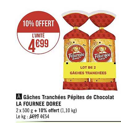 Gâches Tranchées Pépites De Chocolat La Fournée Dorée