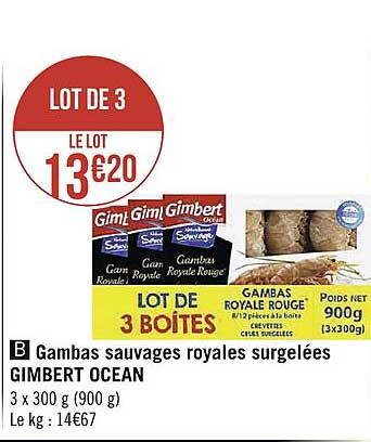 gambas sauvages royales surgelées gimbert ocean