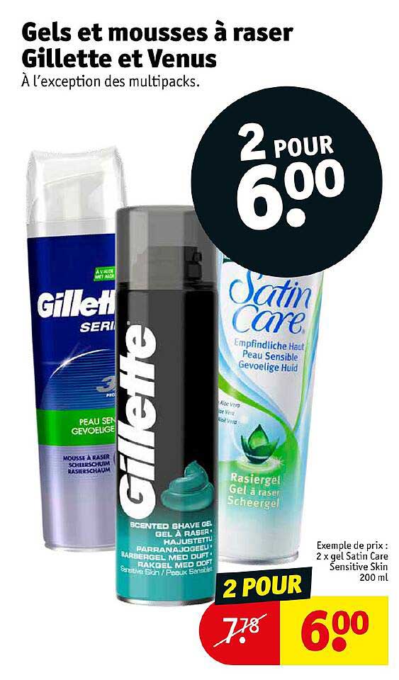 gels et mousses à raser gillette et venus