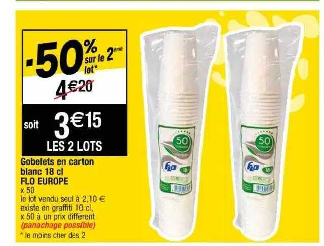 gobelets en carton blanc 18 cl flo europe