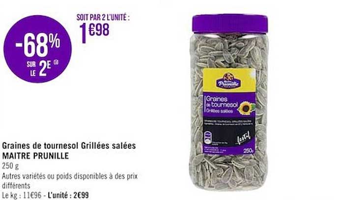graines de tournesol grillées salées maître prunille