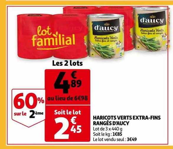 haricots verts extra-fins rangés d'aucy