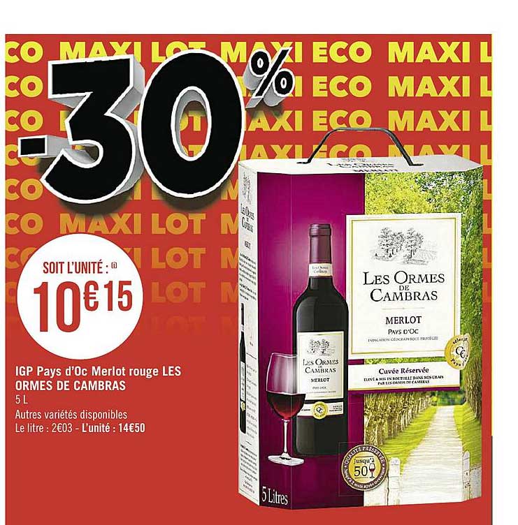 igp pays d'oc merlot rouge les ormes de cambras