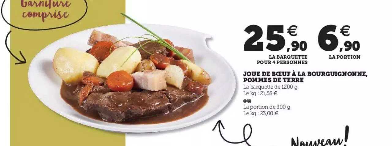 joue de bœuf à la bourguignonne, pommes de terre