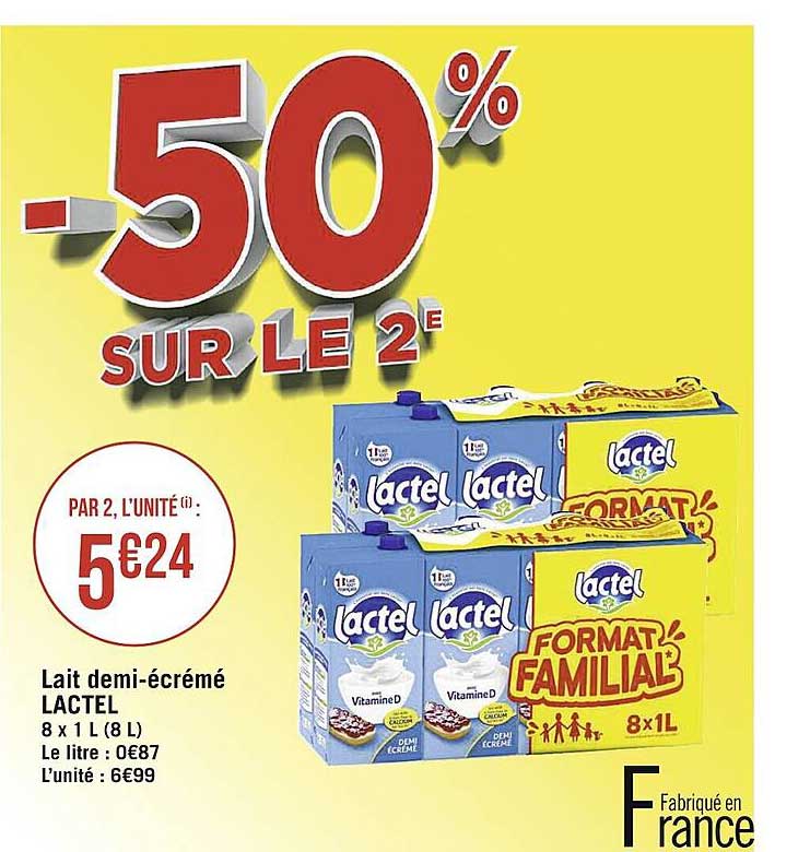 lait demi-écrémé lactel