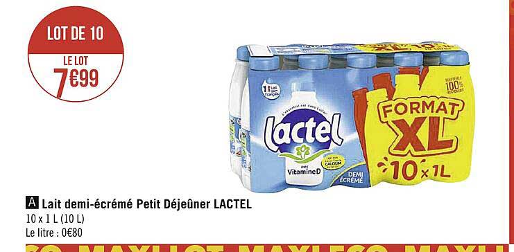 lait demi-écrémé petit déjeuner lactel