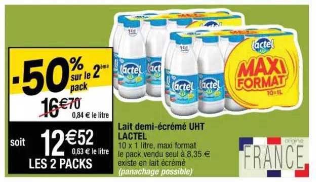 lait demi-écrémé uht lactel