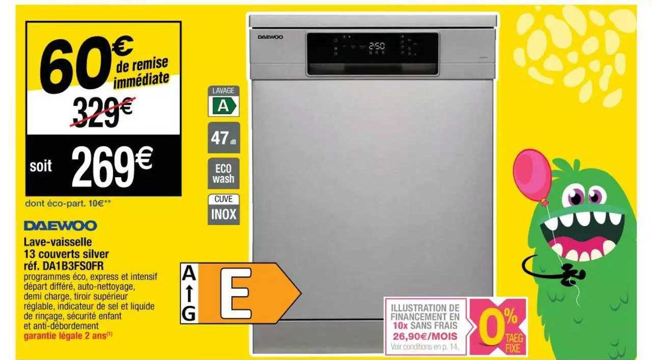 lave-vaisselle 13 couverts silver daewoo