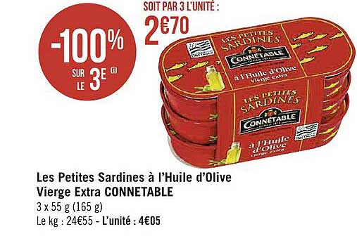les petites sardines à l'huile d'olive vierge extra connétable