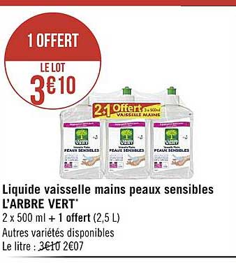 liquide vaisselle mains peaux sensibles l'arbre vert