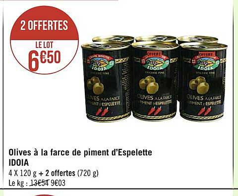 olives à la farce de piment d'espelette idoia