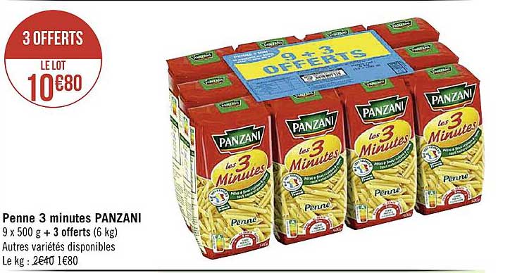 penne 3 minutes panzani