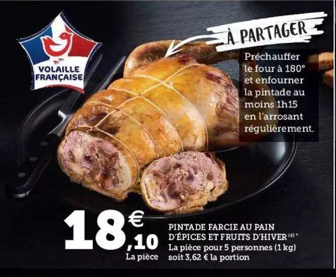 pintade farcie au pains d'épices et fruits d'hiver