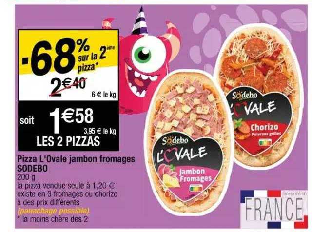 Pizza L'ovale Jambon Fromages Sodebo