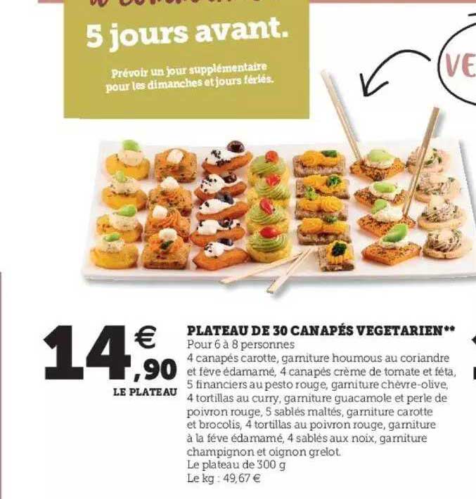 Plateau De 30 Canapés Végétarien