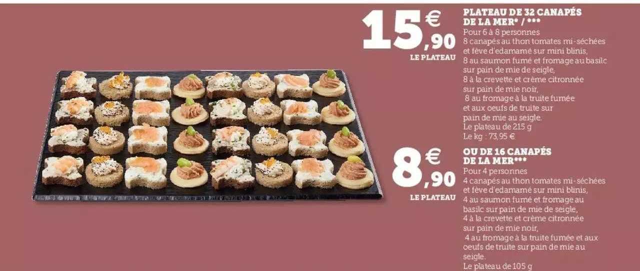 Plateau De 32 Canapés De La Mer, Ou De 16 Canapés De La Mer