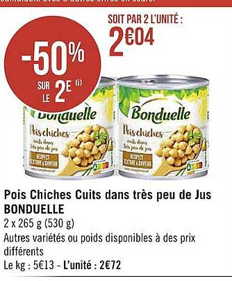 pois chiches cuits dans très peu de jus bonduelle
