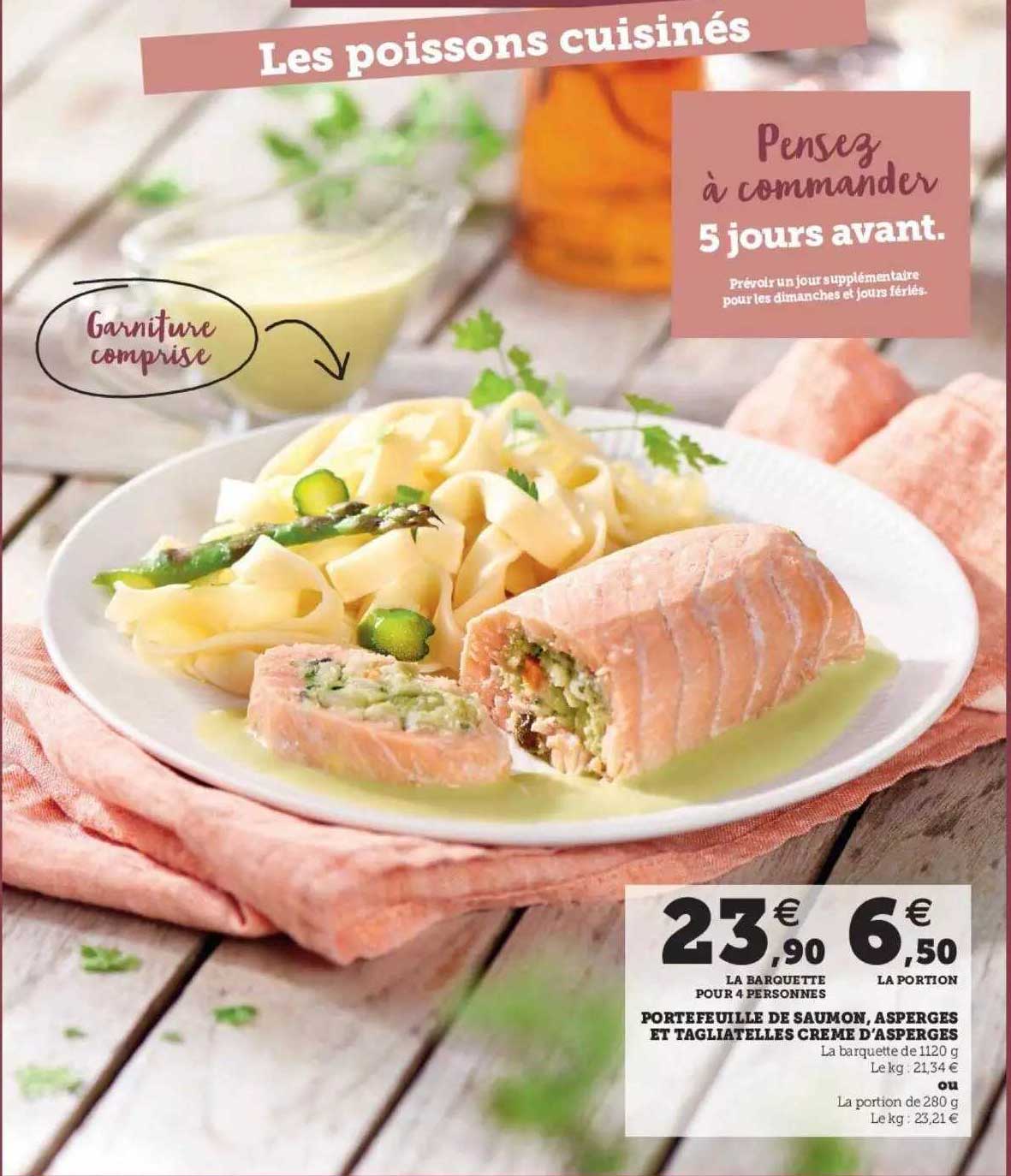 portefeuille de saumon, asperges et tagliatelles crème d'asperges