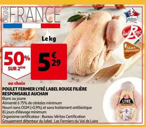 poulet fermier lyré label rouge filière responsable auchan