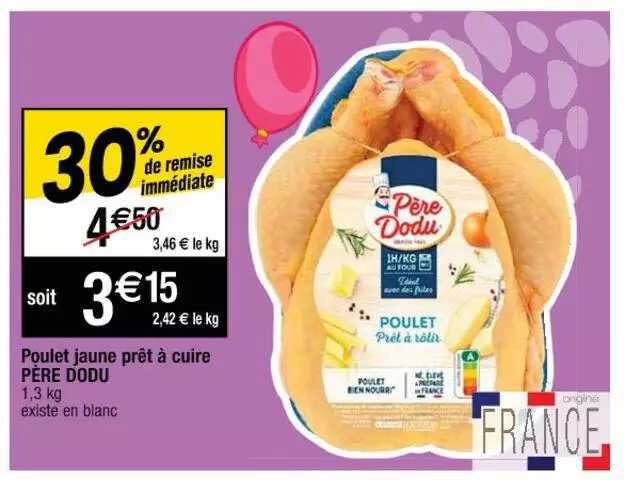 poulet jaune prêt à cuire père dodu