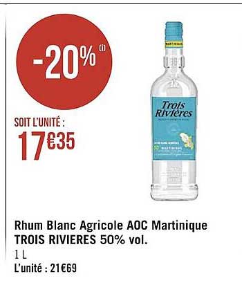 rhum blanc agricole aoc martinique trois rivières 50% vol.
