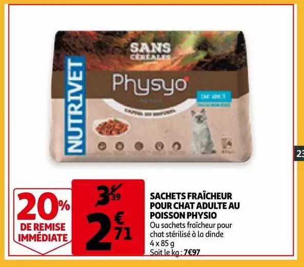 sachets fraîcheur por chat adulte au poisson physio