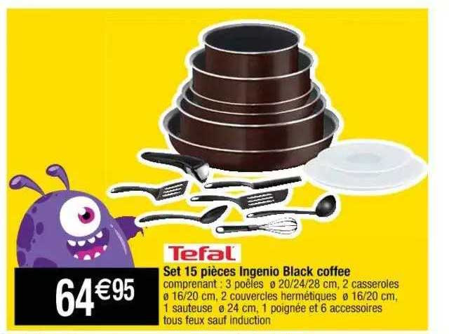 set 15 pièces ingenio black coffee tefal
