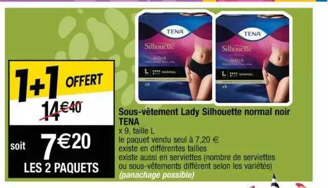 sous-vêtement lady silhouette normal noir tena