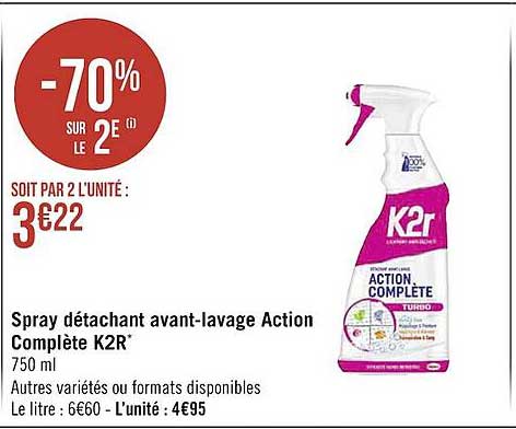 Spray Détachant Avant-lavage Action Complète K2r