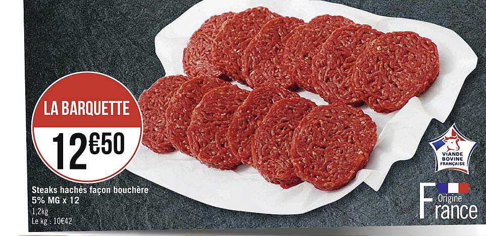steaks hachés façon bouchère 5% m.g. x12