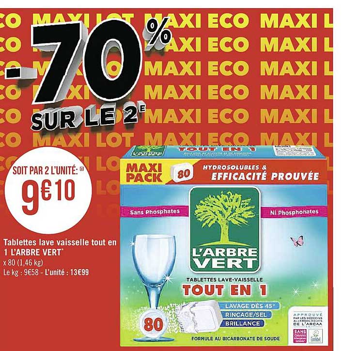 tablette lave vaisselle tout en 1 l'arbre vert