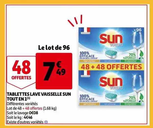 tablettes lave vaisselle sun tout en 1