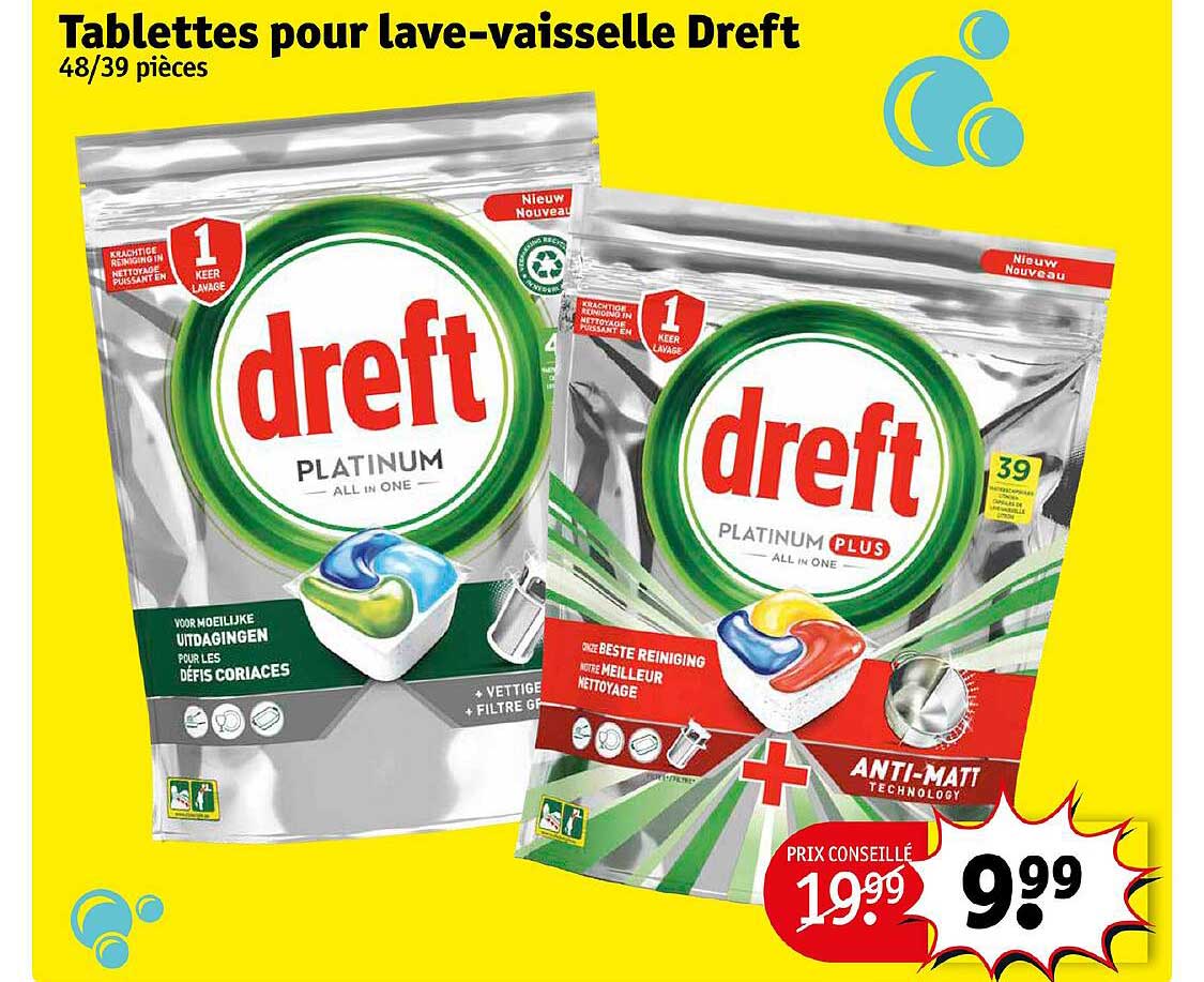 tablettes pour lave-vaisselle dreft